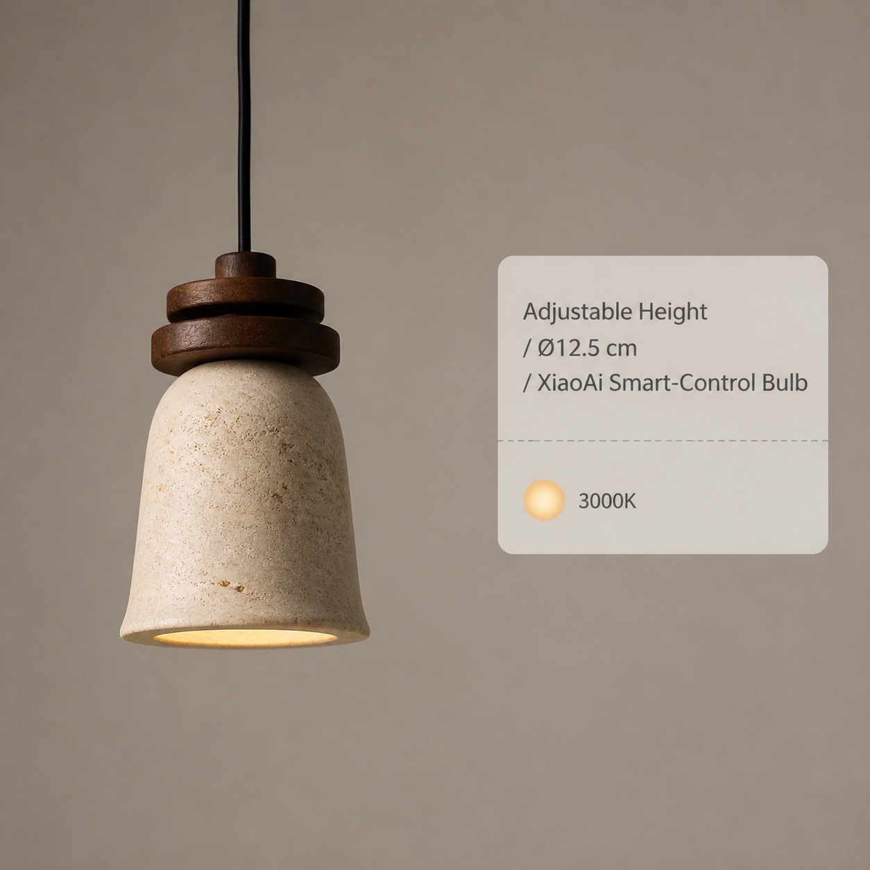 StoneBeamLab 12.5 cm natural stone pendant light image 5