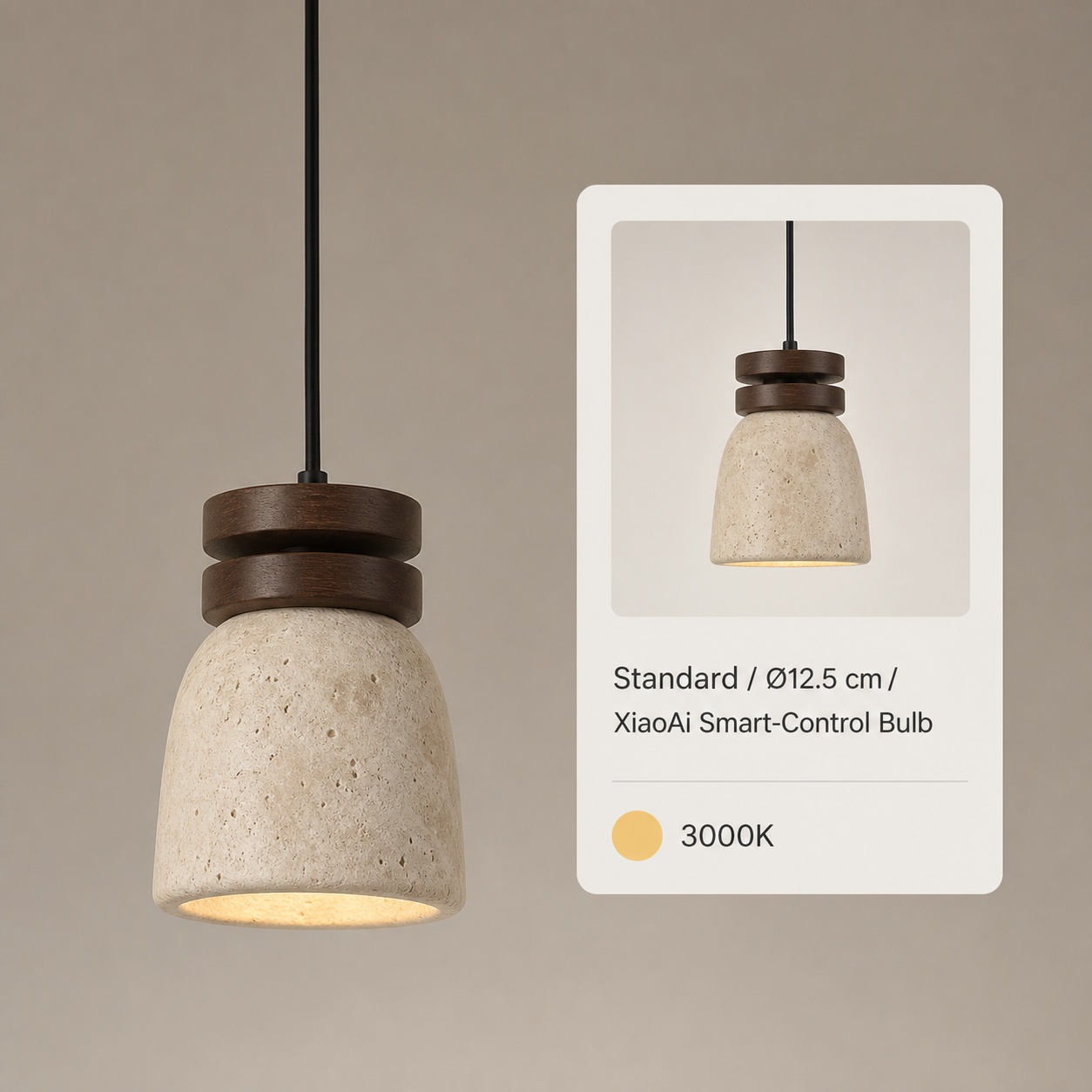 StoneBeamLab 12.5 cm natural stone pendant light image 2