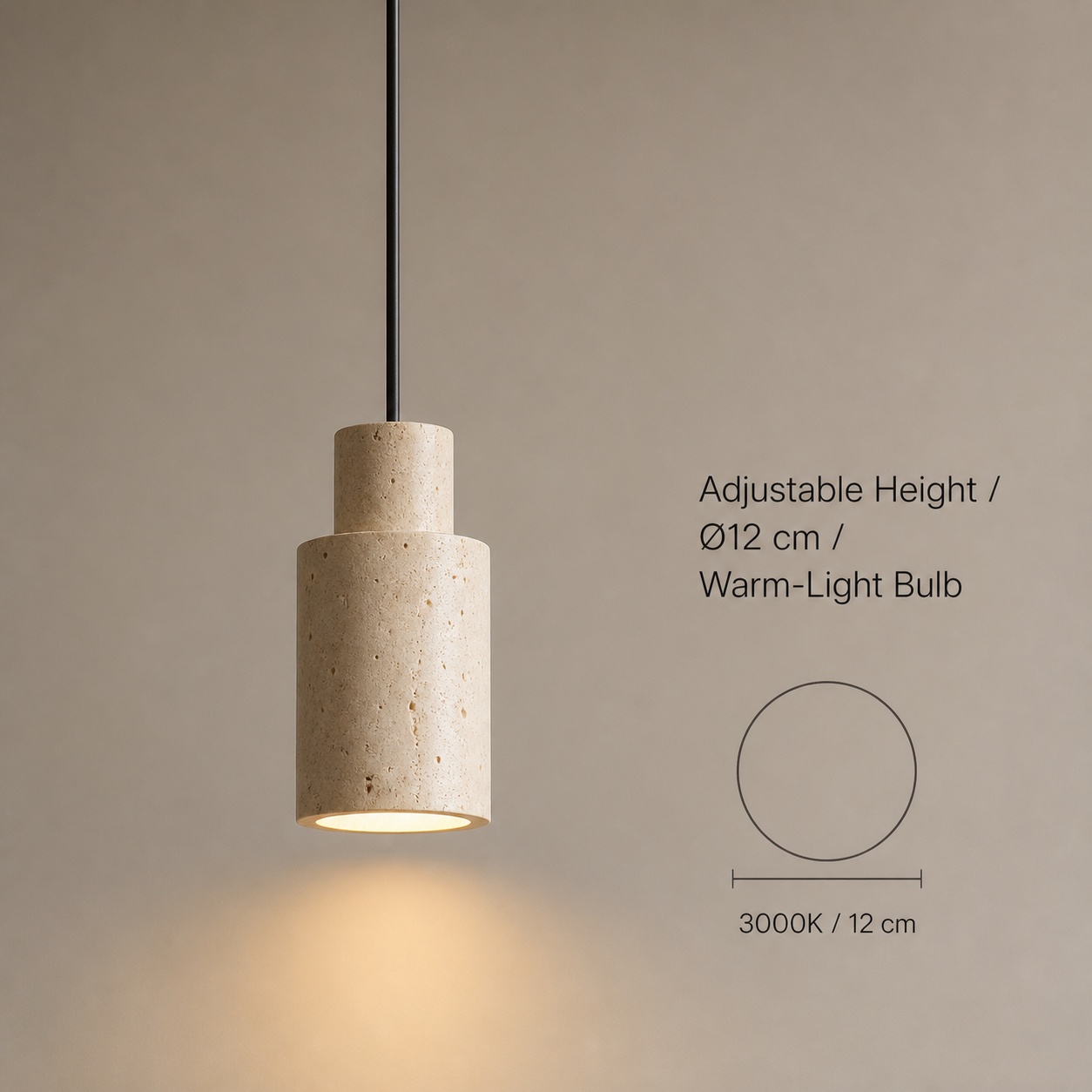 StoneBeamLab 12 cm natural stone pendant light image 6