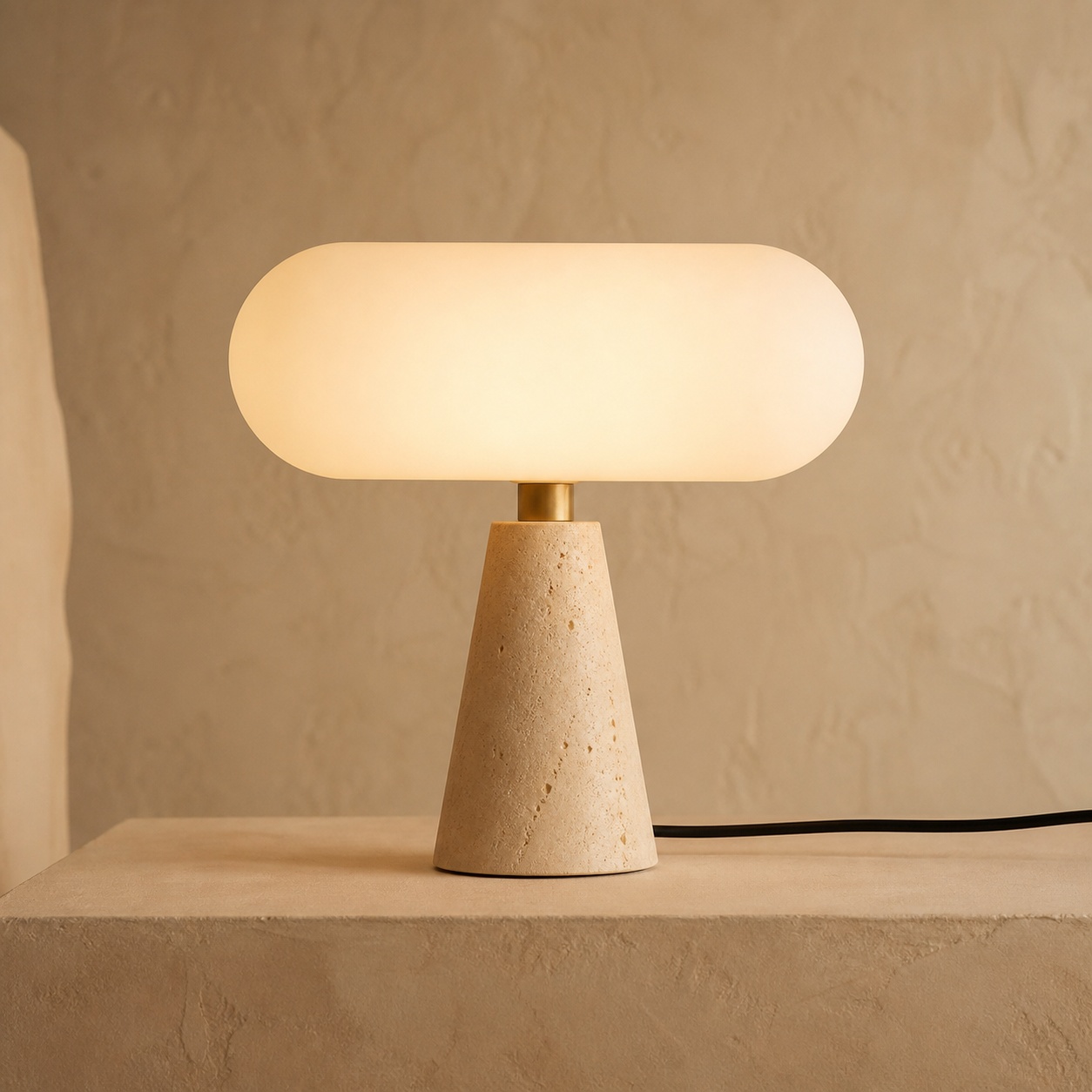StoneBeamLab cream natural stone table lamp image 10