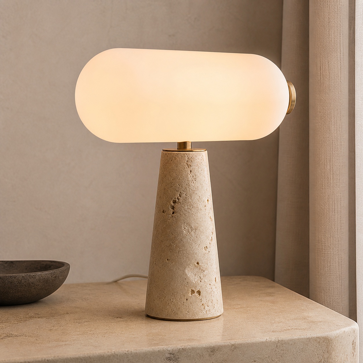 StoneBeamLab cream natural stone table lamp image 6