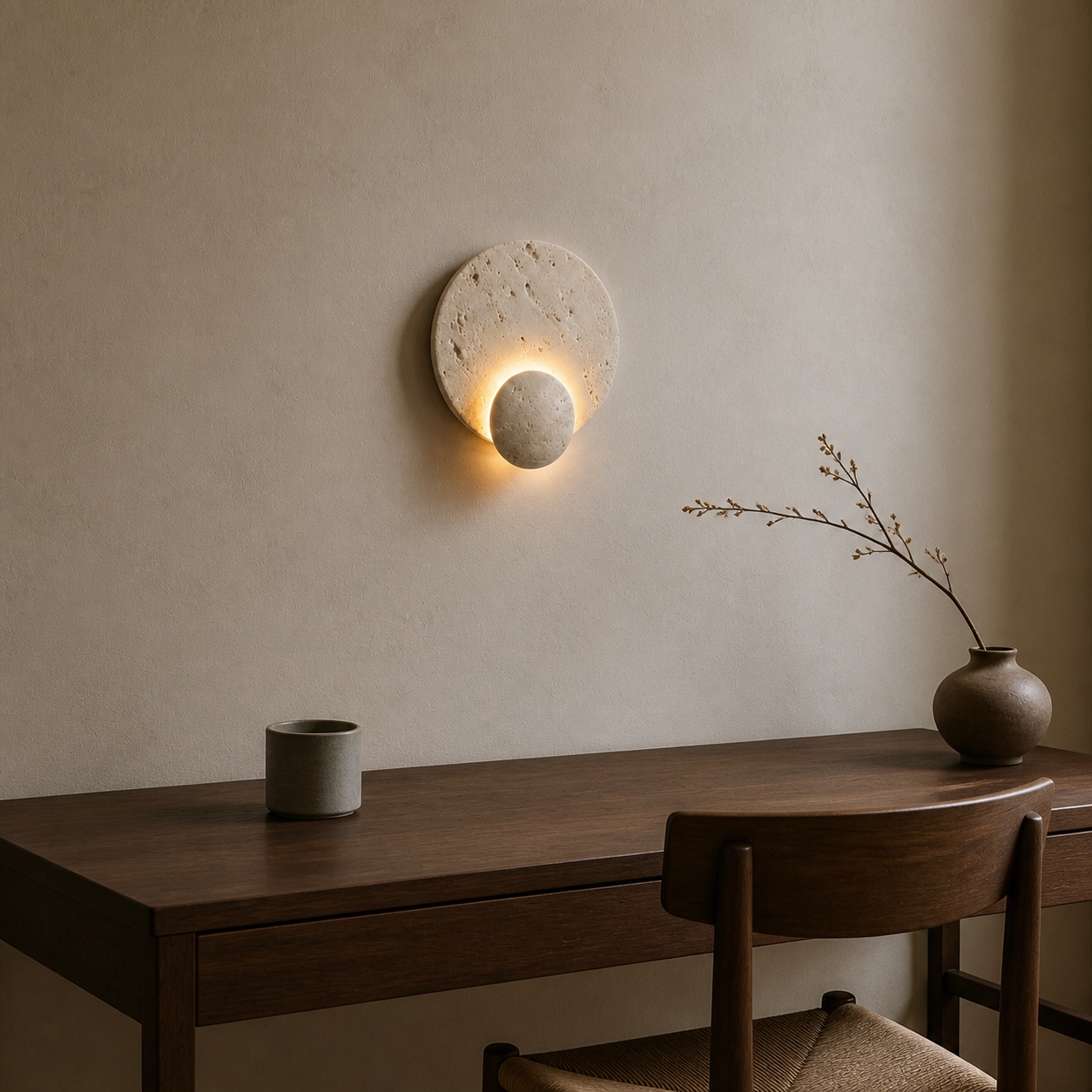 StoneBeamLab 22 by 26 cm white travertine wall light image 6