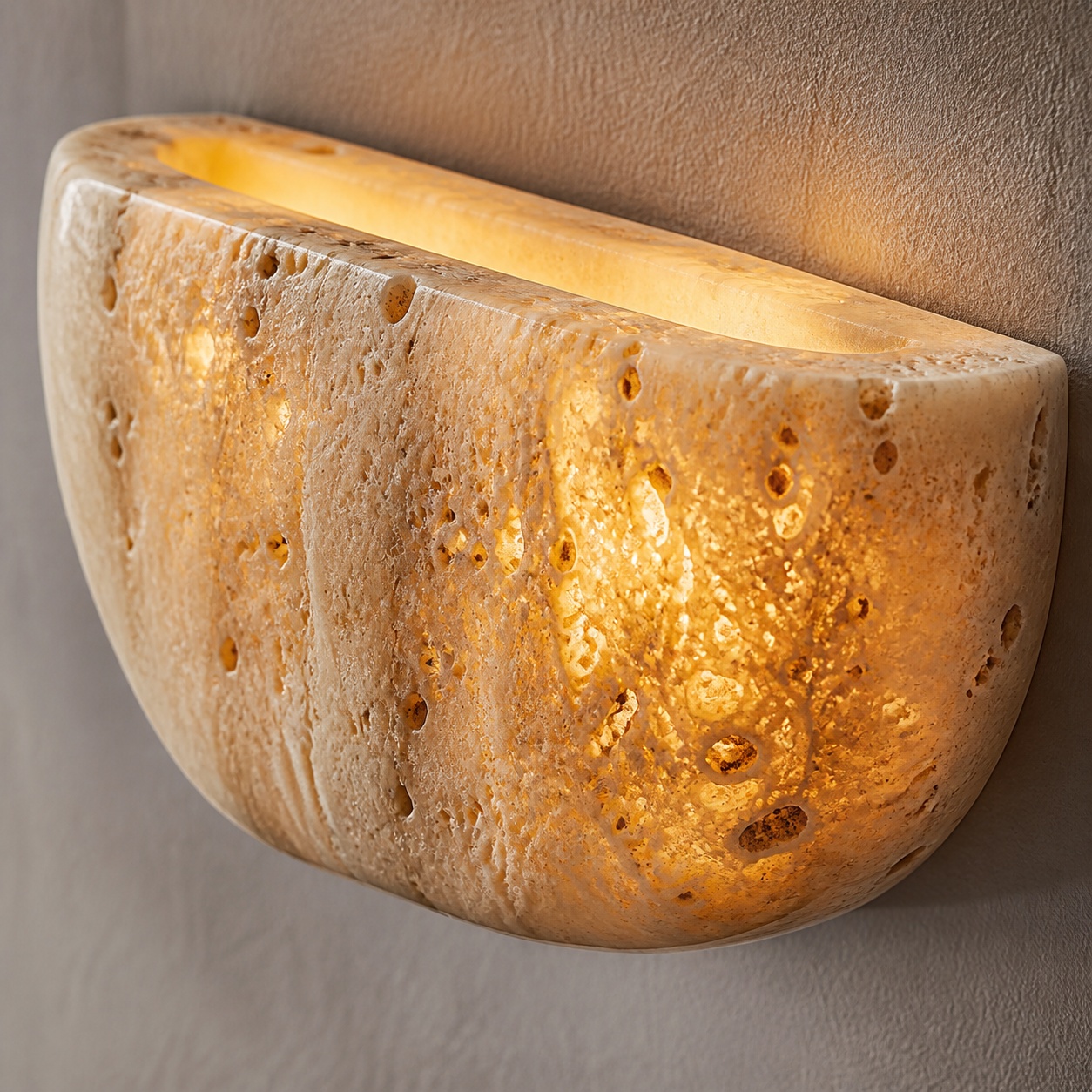 StoneBeamLab 24.5 cm translucent travertine wall light image 7