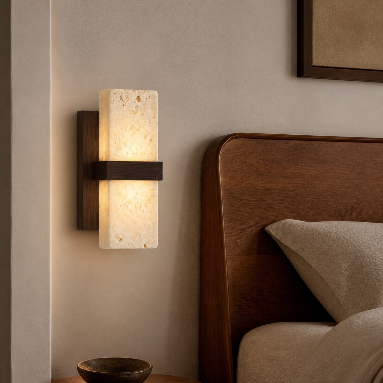 StoneBeamLab 24.5 cm translucent travertine wall light image 3