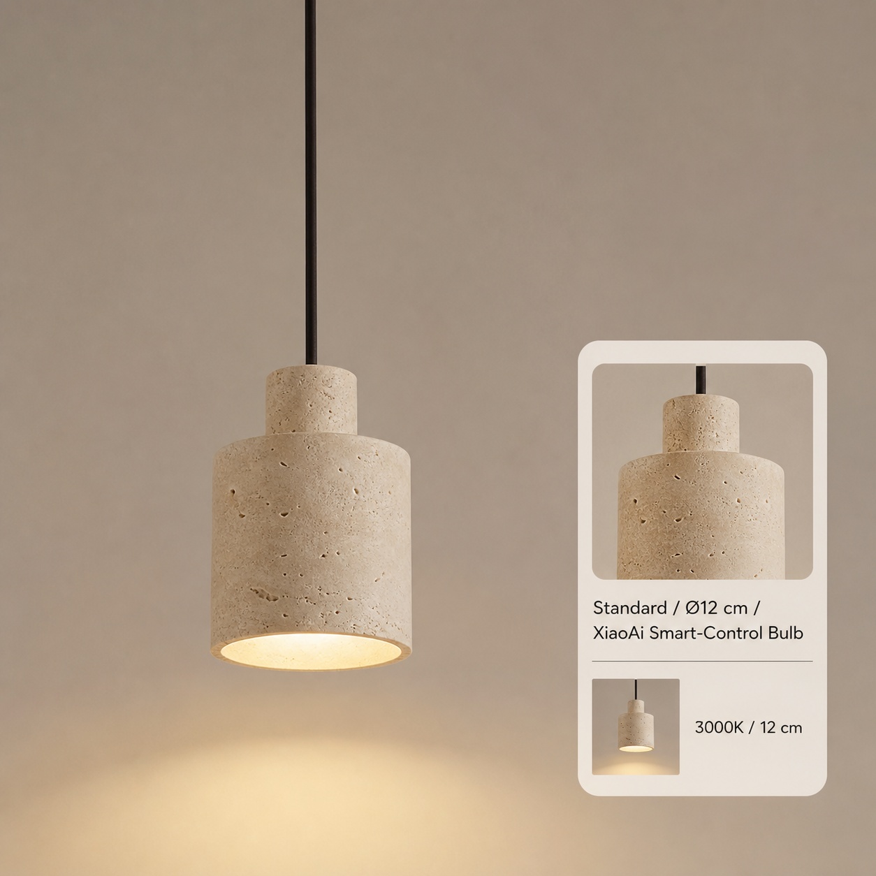 StoneBeamLab 12 cm natural stone pendant light image 2
