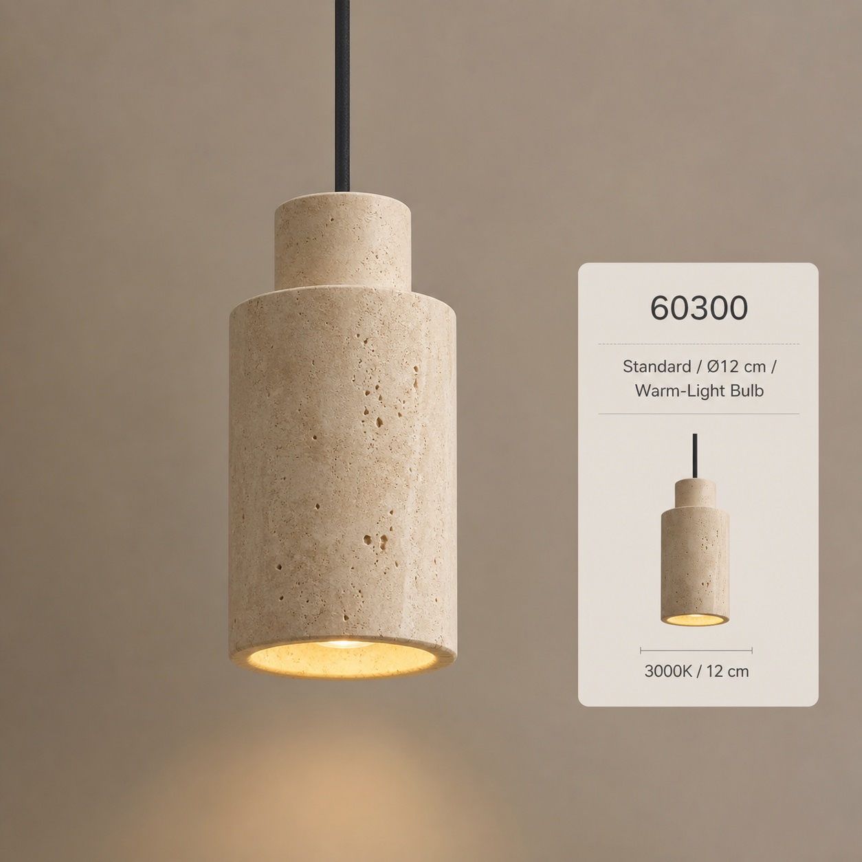 StoneBeamLab 12 cm natural stone pendant light image 5