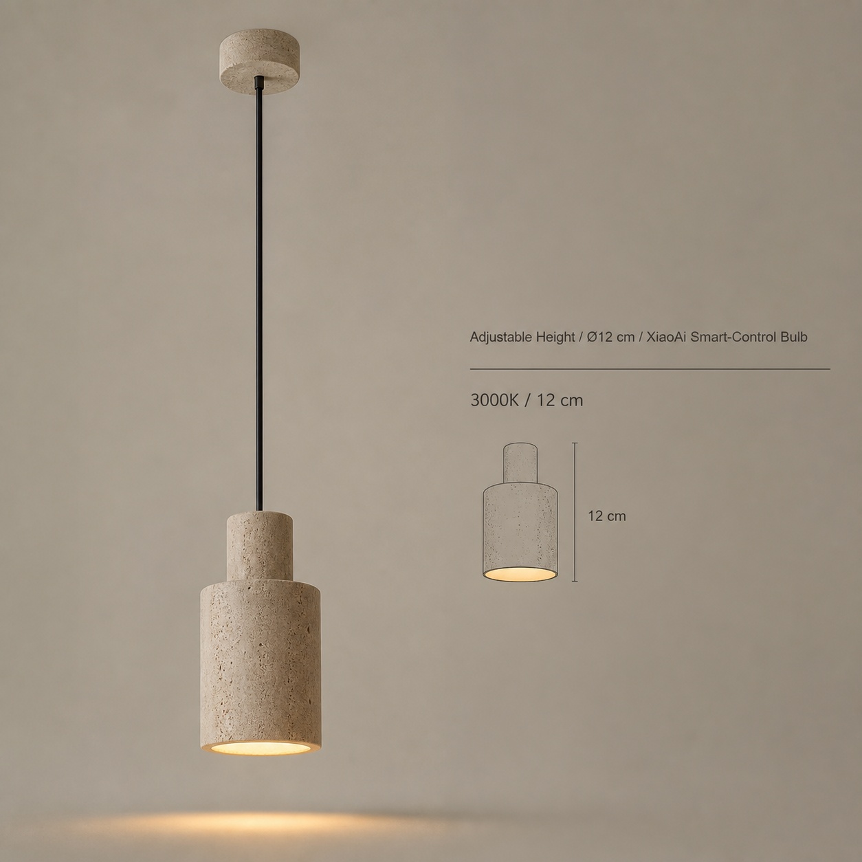 StoneBeamLab 12 cm natural stone pendant light image 4