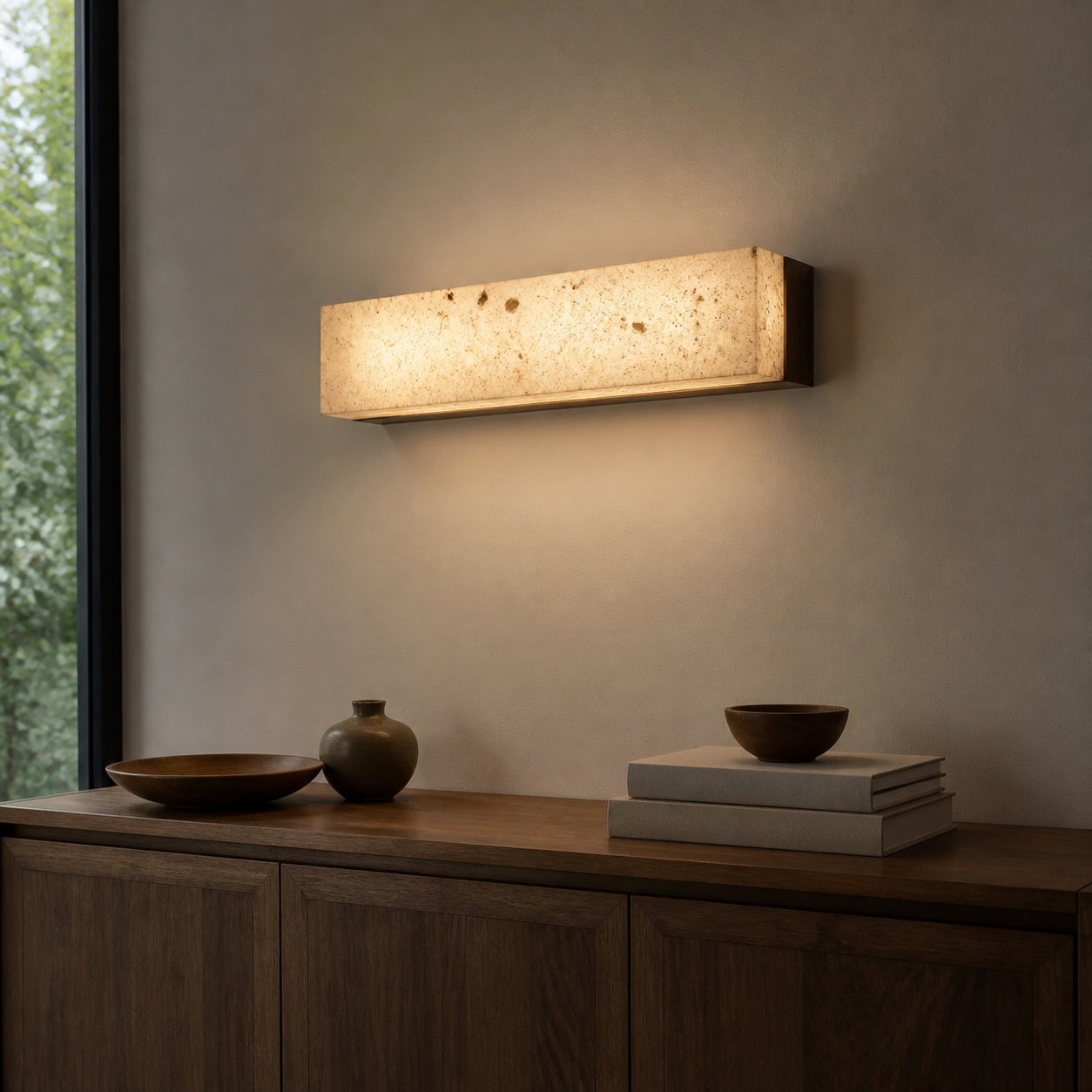 StoneBeamLab 24.5 cm translucent travertine wall light image 4