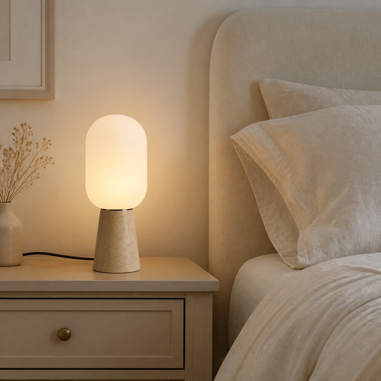 StoneBeamLab cream natural stone table lamp image 3
