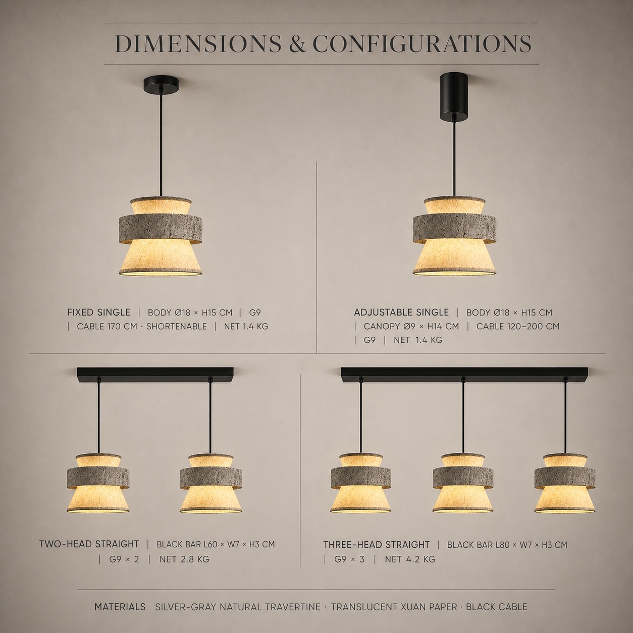 StoneBeamLab natural stone pendant light image 5