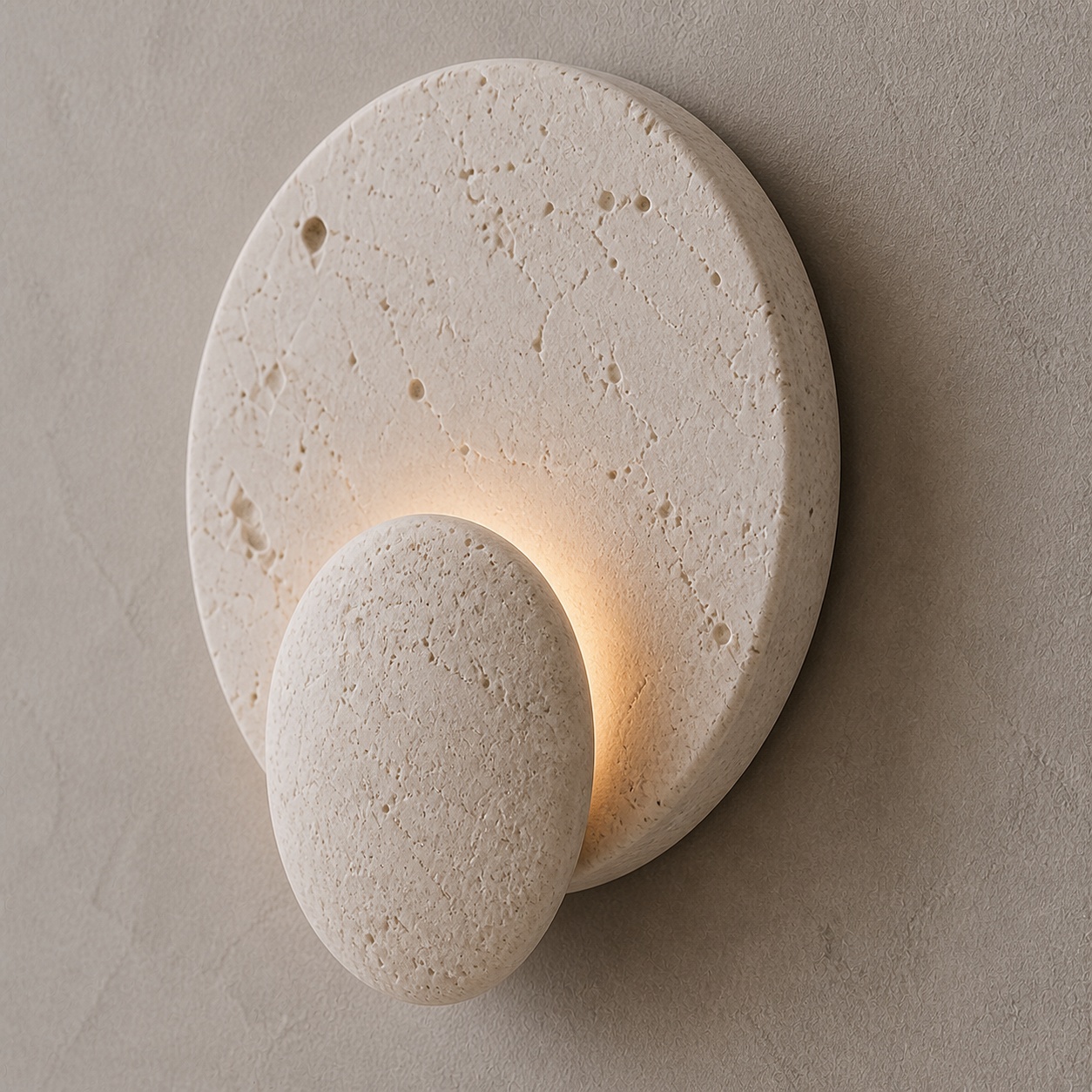 StoneBeamLab 22 by 26 cm white travertine wall light image 10