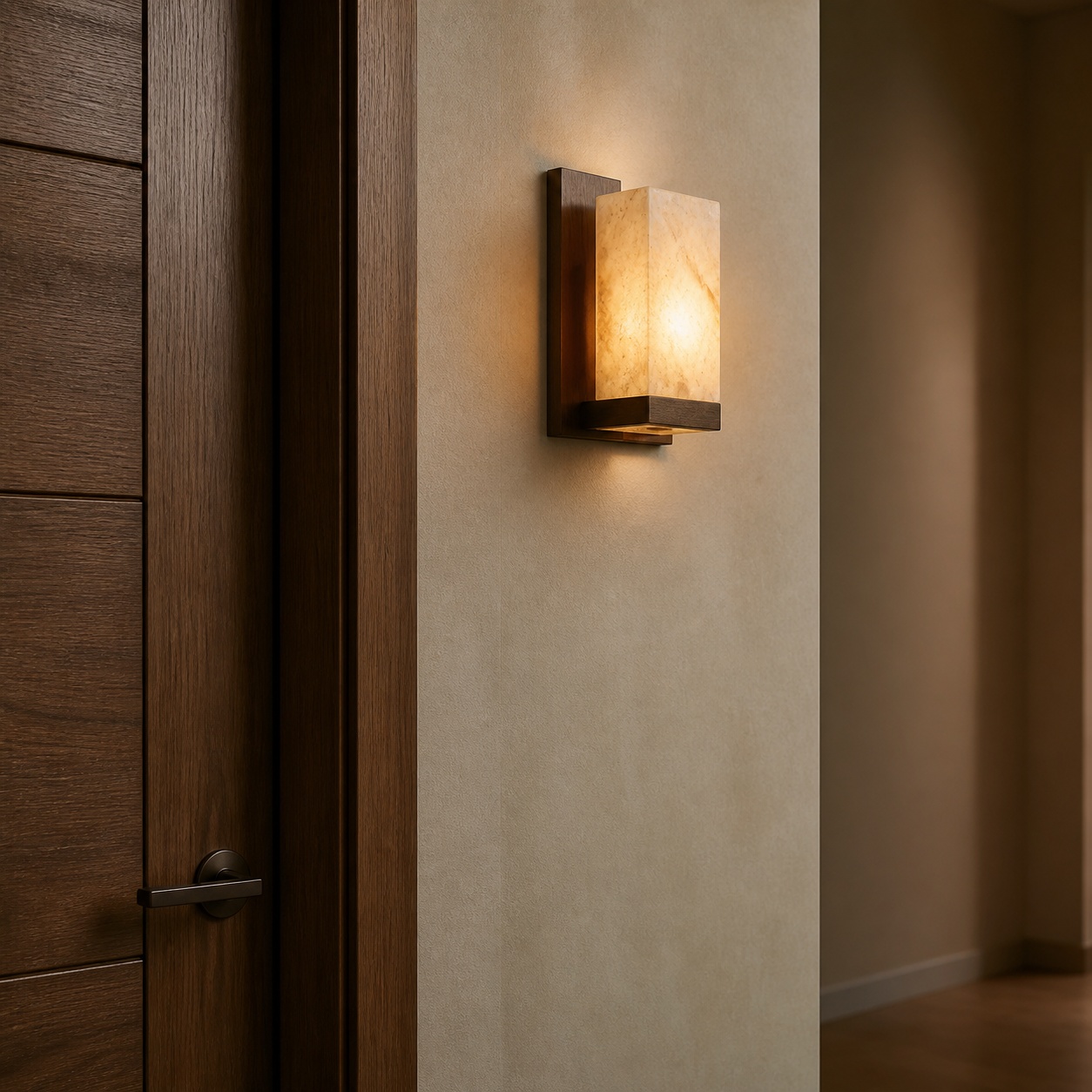 StoneBeamLab 24.5 cm translucent travertine wall light image 5