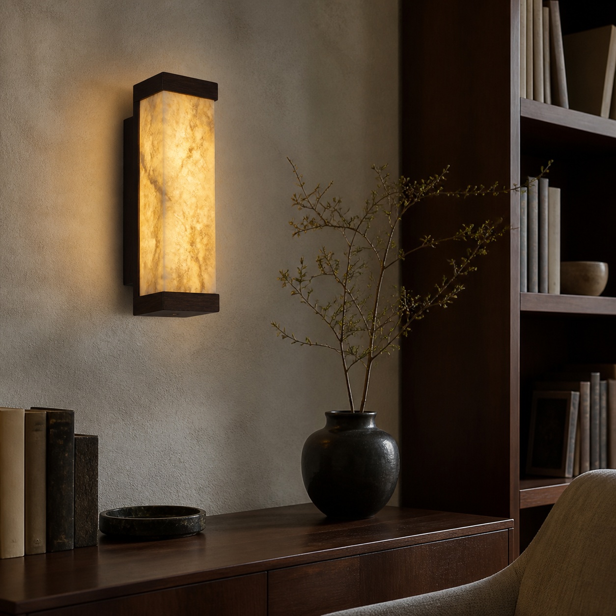 StoneBeamLab 24.5 cm translucent travertine wall light image 6